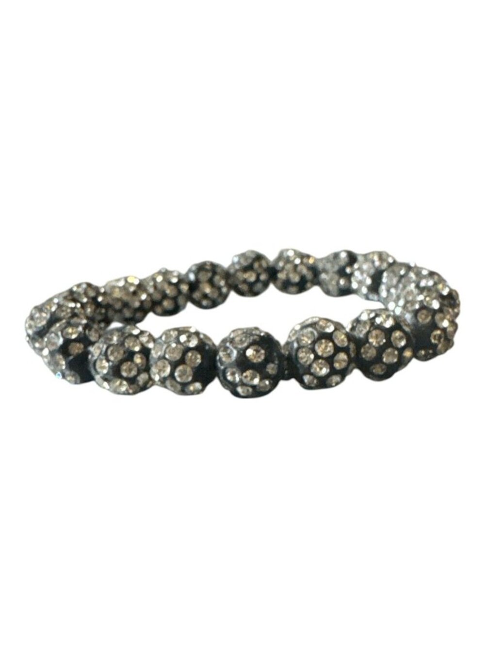 Black Rhinestone Beaded Stretch Bracelet - Sparkling Crystal Accents Stylish Fas